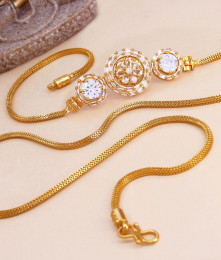 Artificial Diamonds Flower Design Gold Mugappu Chain Shop Online MCH1309