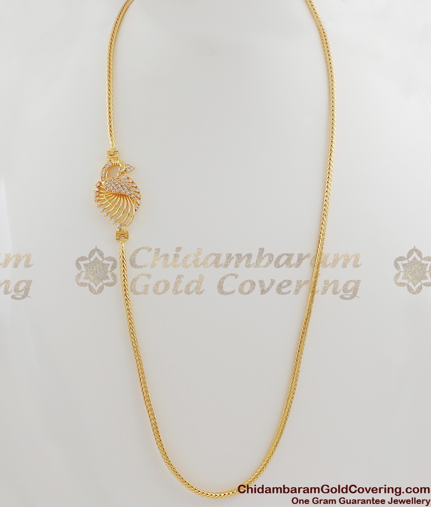 Peacock Design Side Pendant Gold Mugappu Chain MCH147 Peacock Design Side Pendant Gold Mugappu Chain MCH147