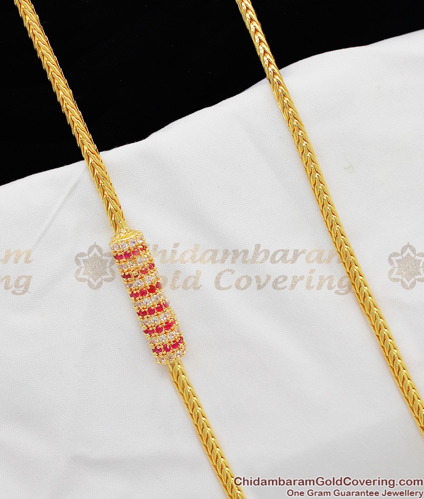 Fancy Design AD Ruby Stone Mugappu Thali Chain For Married Women MCH164