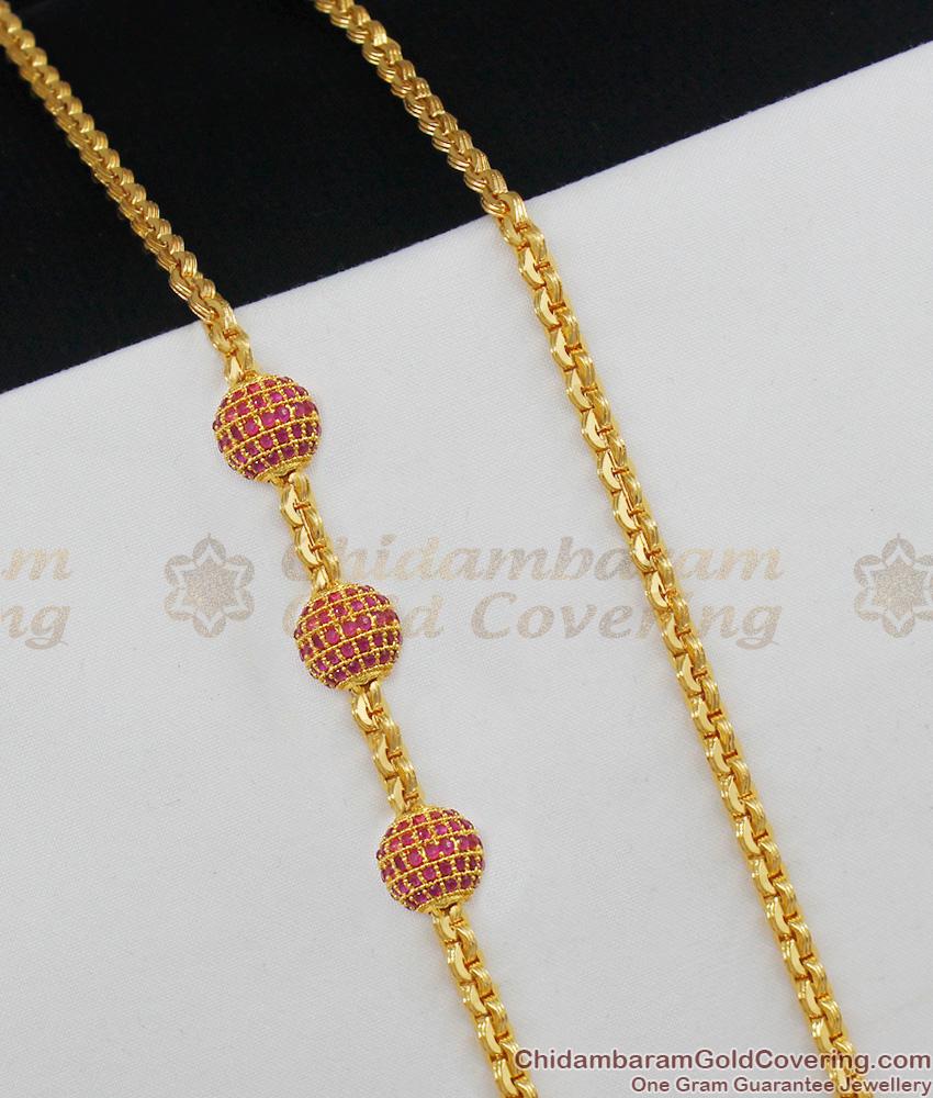 Three Ruby Balls Mugappu Gold Imitation Jewelry For Daily Use Online MCH439