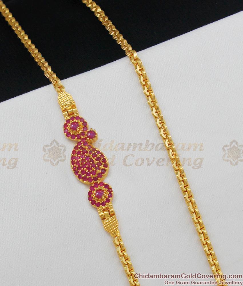 Full Ruby Stone Mugappu Gold Thali Pattern Imitation Jewelry MCH440