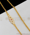 Single Line ruby White Stone Gold Impon Side Pendant Thali Chain Designs MCH443