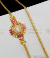 Attractive Ruby White Stone Round Side Pendant Mugappu Thali Chain MCH458