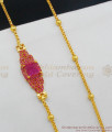 Unique Big Ruby Stone Gold Inspired Mugappu Gold Beads Chain Collections MCH478