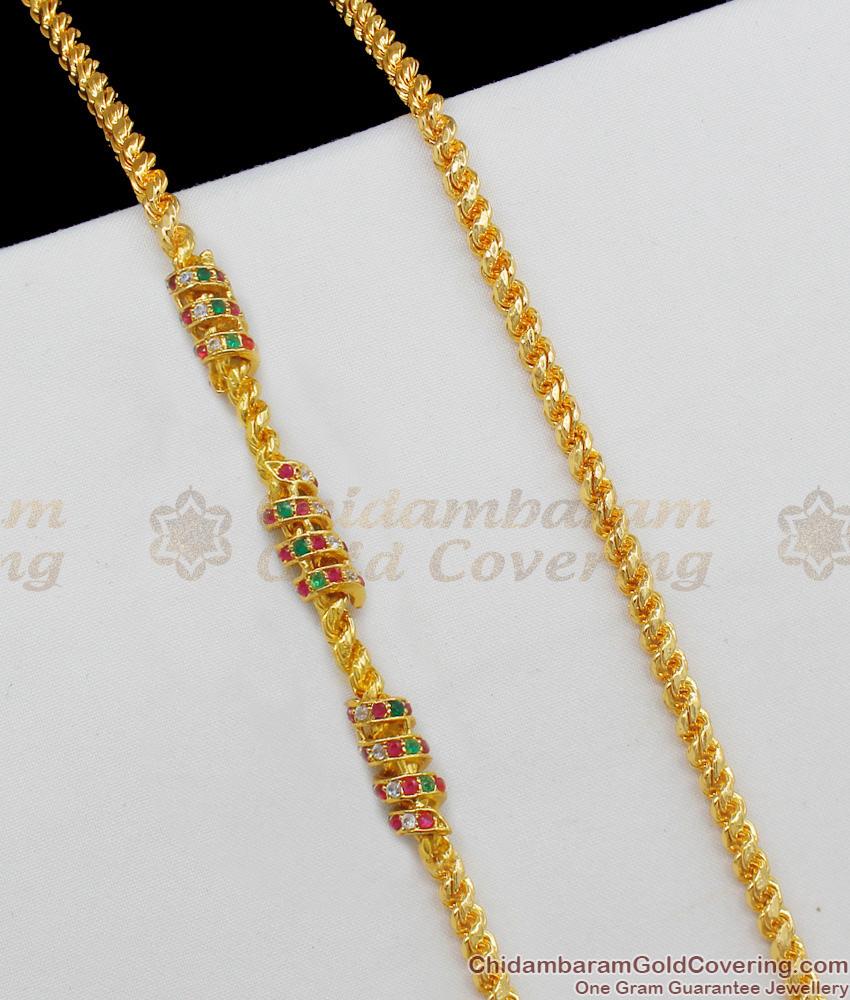 30 Inches Long Three Spiral Mugappu Side Pendant Mangalsutra chain For Married Womens MCH481