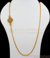 Beautiful Flower Design Multi Stone Gold Mugappu Design Side Pendant Chain MCH711