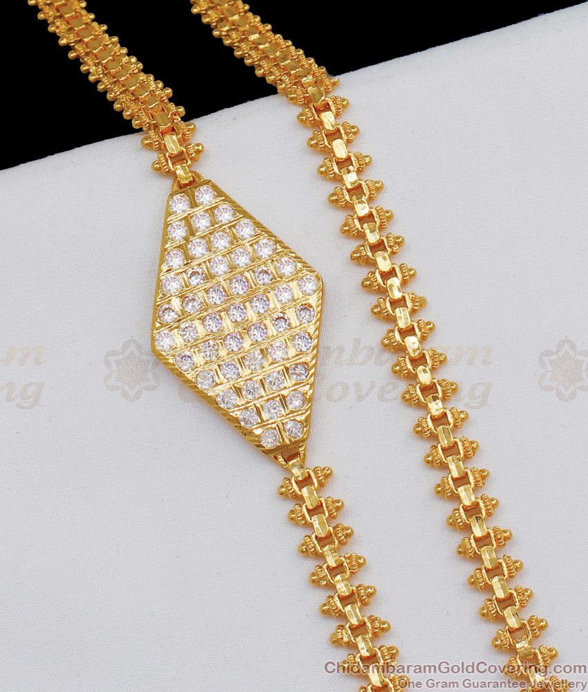 Diamond Shape White Stone Impon Side Pendant Chain For Married Women MCH727