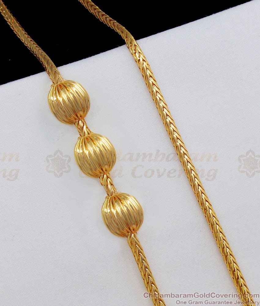 Three Plain Gold Mugappu Ball Thali Saradu For Married Women MCH779