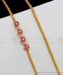 Attractive Ruby White StoneTwist Type Gold Mugappu Chain MCH786 Attractive Ruby White StoneTwist Type Gold Mugappu Chain MCH786