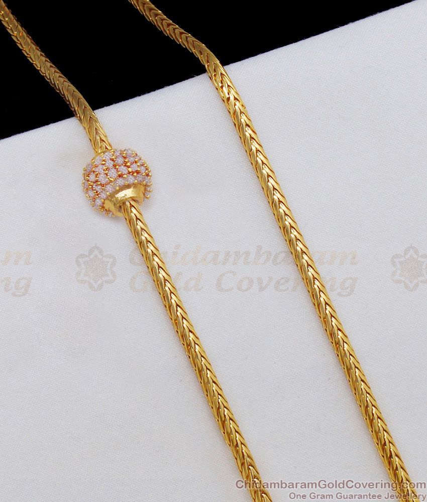 Dazzling Full White Stone Gold Side Pendant Chain MCH796