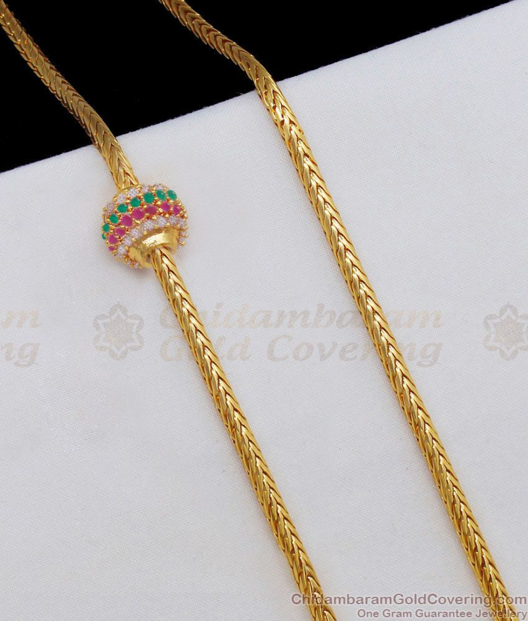 Side Ball Chain Stunning Single Ball Multi Stone Gold Side Pendant Chain MCH797