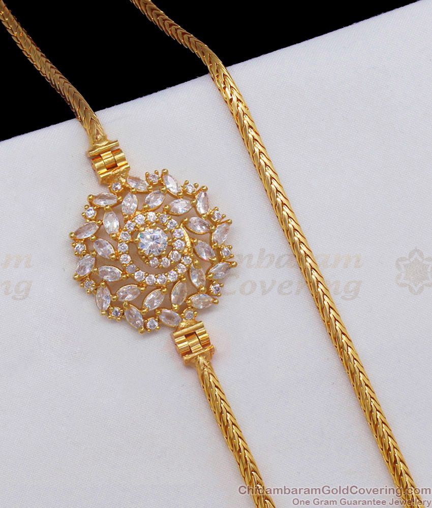 Sparkling White Stone Gold Side Pendant Chain For Married Women MCH817