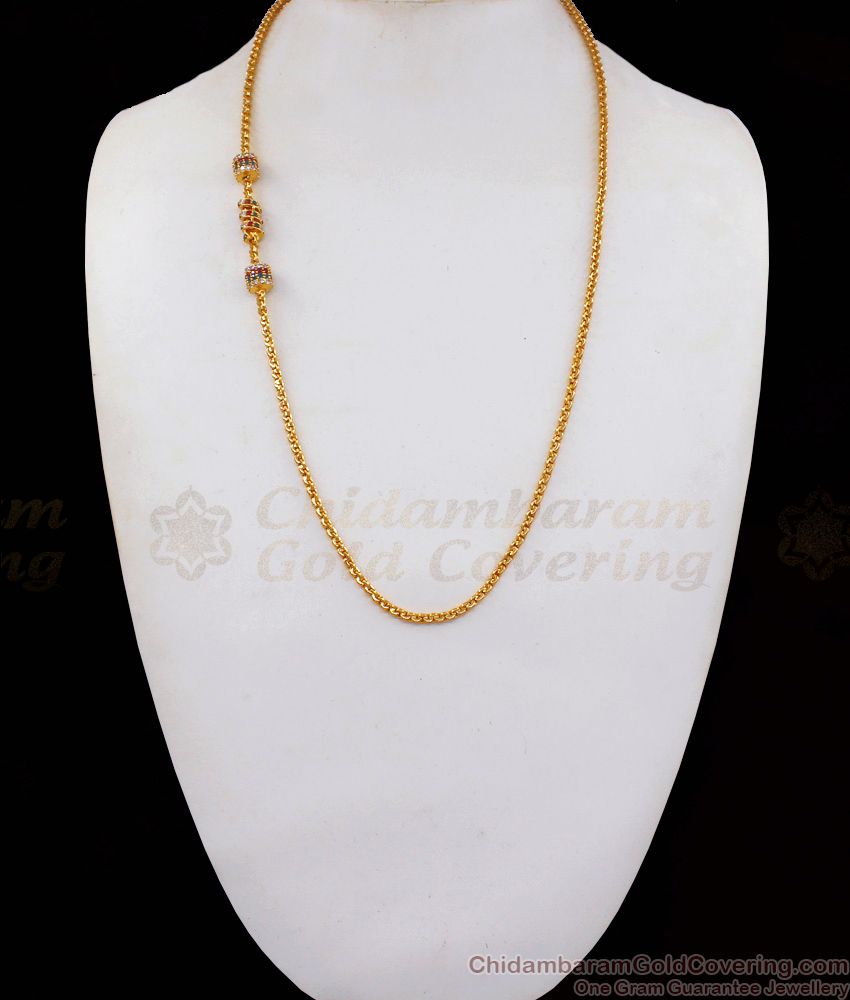 Gold Mugappu Spiral Design Gold Side Pendant Twisted Chain MCH839