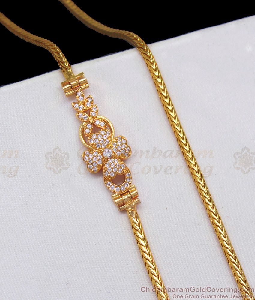 Latest White Stone Gold Mugappu Chain For Married Womens MCH848