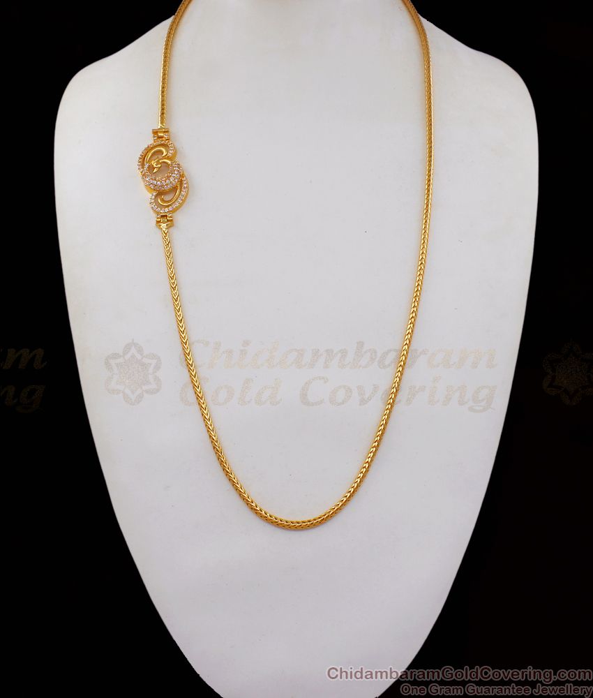New Collection Peacock Gold Mugappu Chain With White Stone MCH863