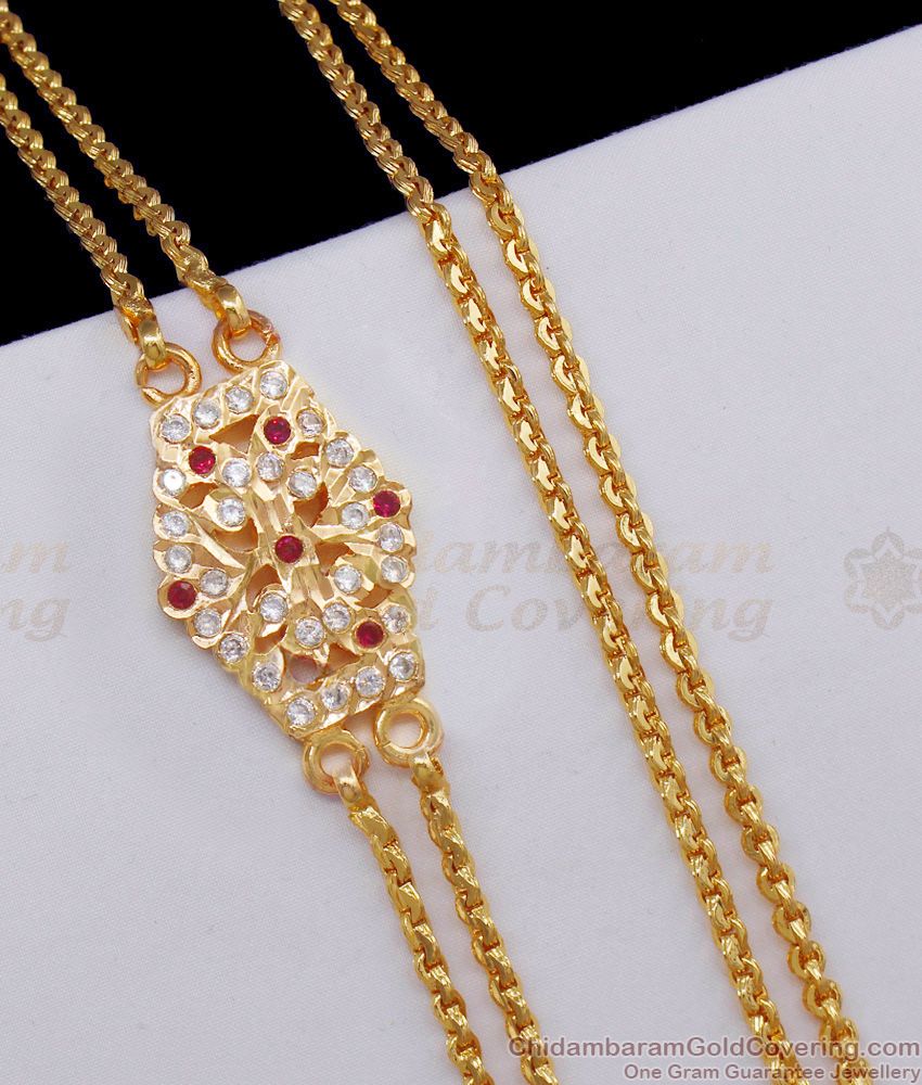 Double Line Impon Mugappu Thali Chain Five Metal Jewelry MCH912