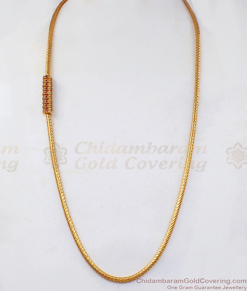 Three Color AD Stone Spiral Design Gold Mugappu Chains MCH922