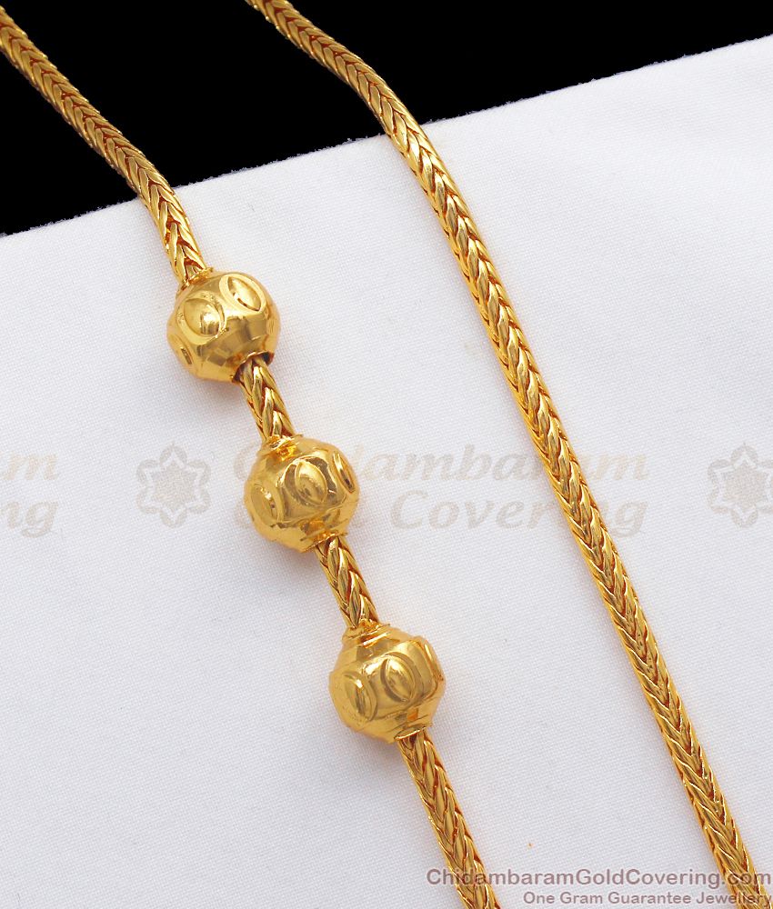 Classical Model Three Balls Gold Mugappu Chain Married Womens MCH924