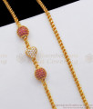 Two Balls With Heart Pattern AD Stone Gold Mugappu Chain MCH927