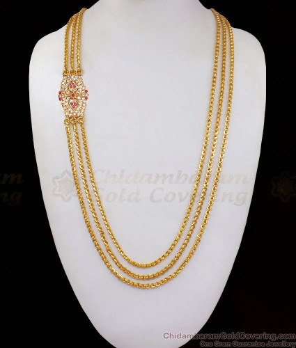 Step Traditional Layer Gold Chain Designs Ruby And White