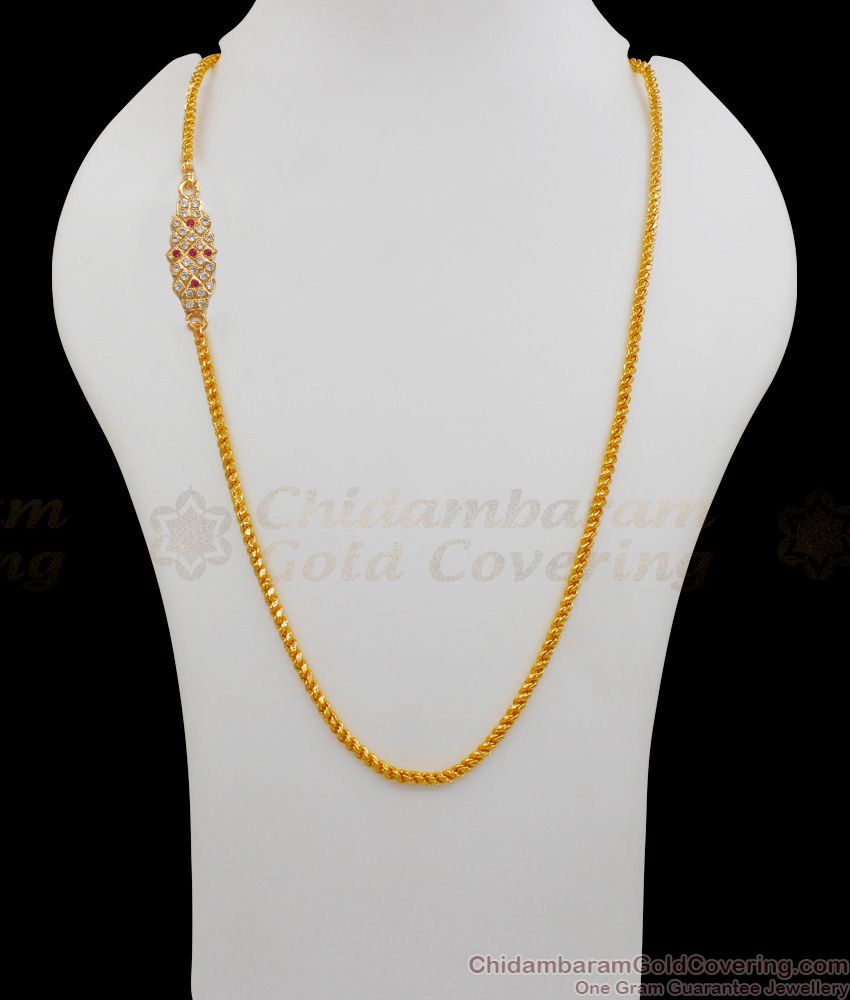 New Single Line Impon Dollar Side Pendant Gold Thali Chain MCH962