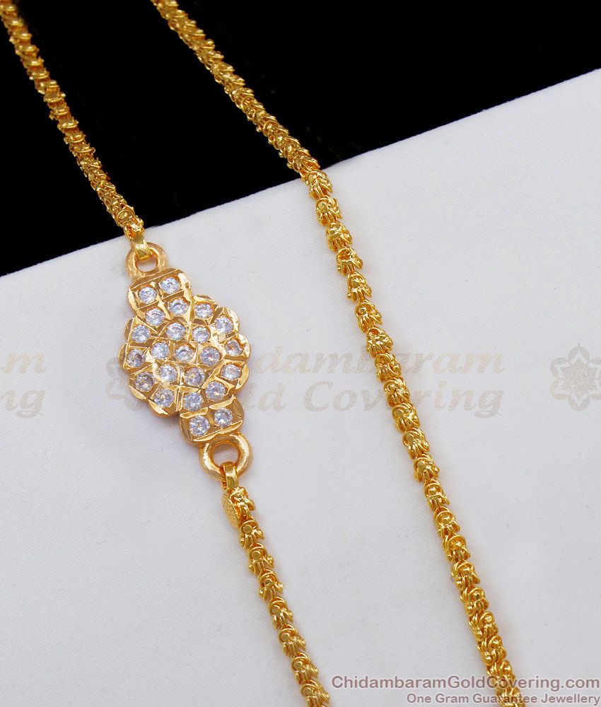 Sparkling White Stone Original Impon Dollar Mopu Thali Chain MCH970