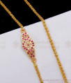 Traditional Impon Ruby White Stone Mugappu Gold Chain MCH997