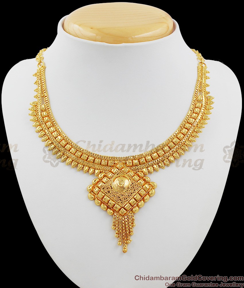 Gold Tone Traditional Calcutta Choker Necklace Designs NCKN1004