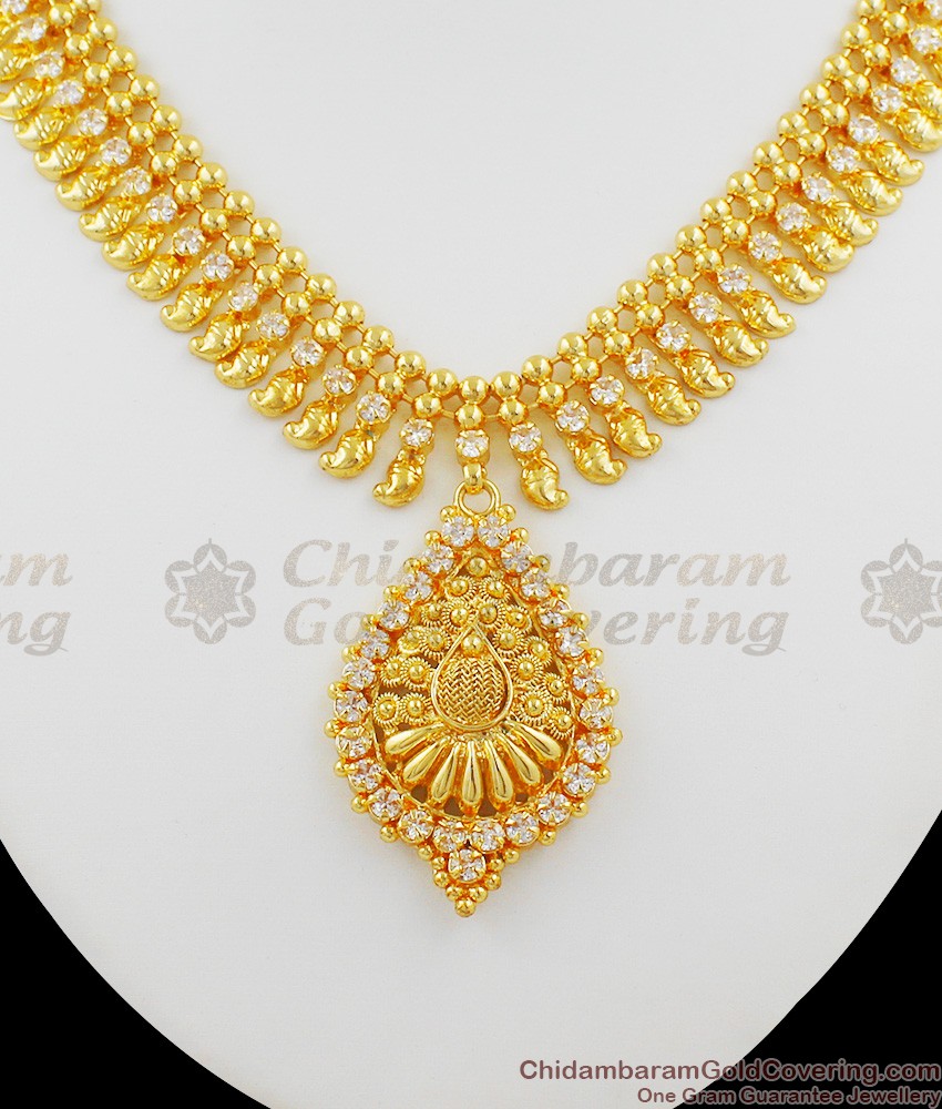 Sparkling White Stone Necklace Designs Low Price Online NCKN1009