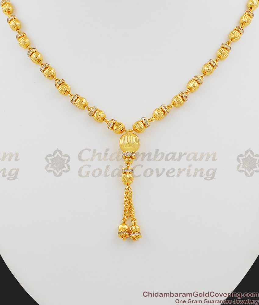 Fancy Choker Design Dangling Gold Beads Necklace NCKN1022