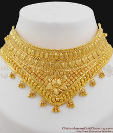 Handmade Bridal Choker Necklace Gold Design for Marriage NCKN1023