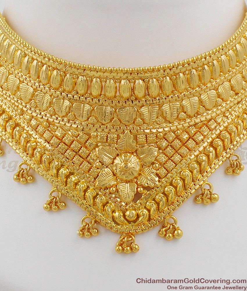 Handmade Bridal Choker Necklace Gold Design for Marriage NCKN1023