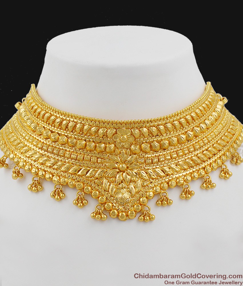 Handmade Bridal Choker Necklace Gold Design for Marriage NCKN1024