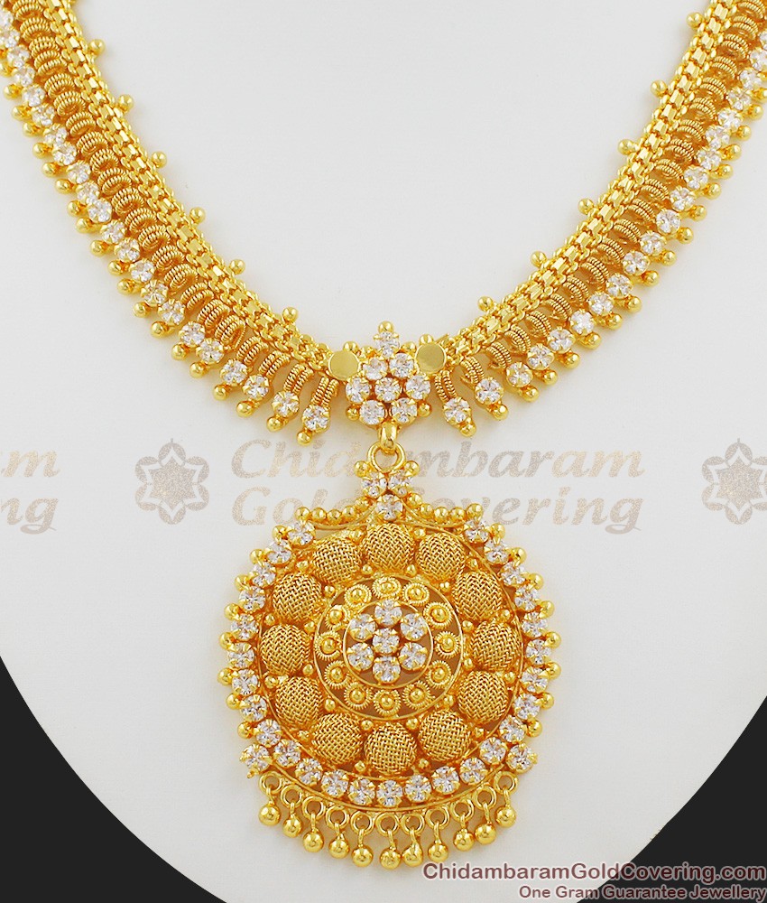 Sparkling Full White stone Bridal Design Necklace NCKN1030