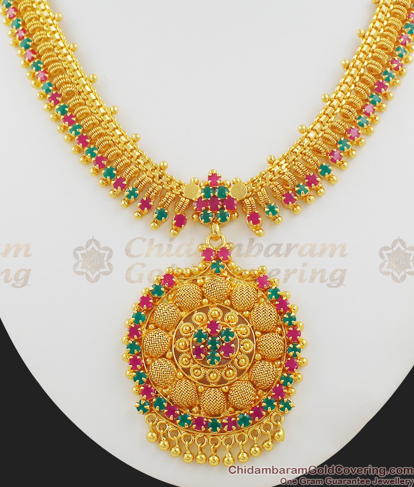 Bridal Design Ruby and Emerald Stone Necklace NCKN1031