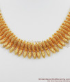 Traditional Kerala Mullai Arumbu Leaf Design Gold Short Necklace Choker Model NCKN1064