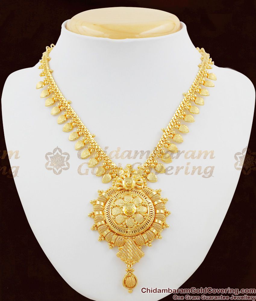 Inspiring Real Gold Traditional Dollar Chain Bridal Wear Necklace Jewellery NCKN1065