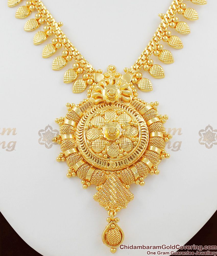 Inspiring Real Gold Traditional Dollar Chain Bridal Wear Necklace Jewellery NCKN1065