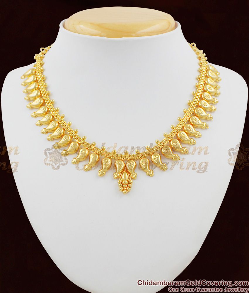 Gold Plated Mango Designed Traditional Necklace Choker Type Online NCKN1069