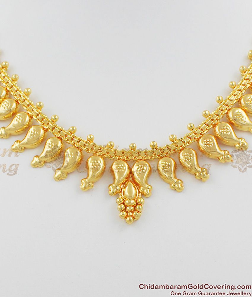 Gold Plated Mango Designed Traditional Necklace Choker Type Online NCKN1069
