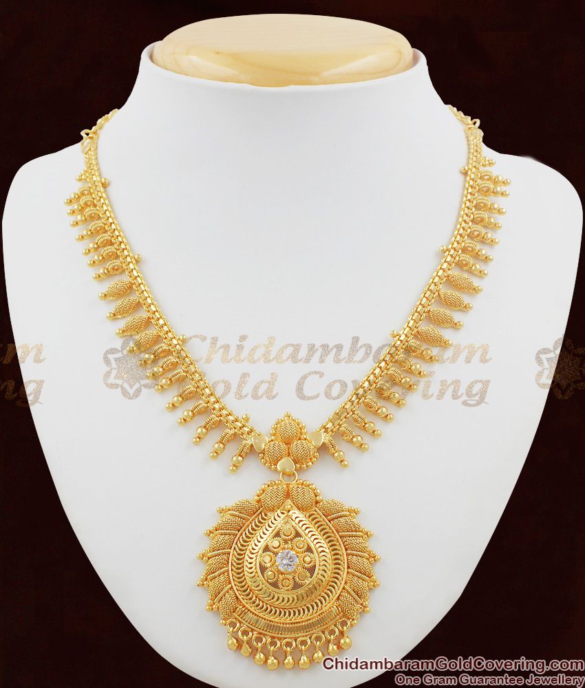 South Indian White Crystal Stone Mullai Arumbu Handmade Necklace Buy Online NCKN1071