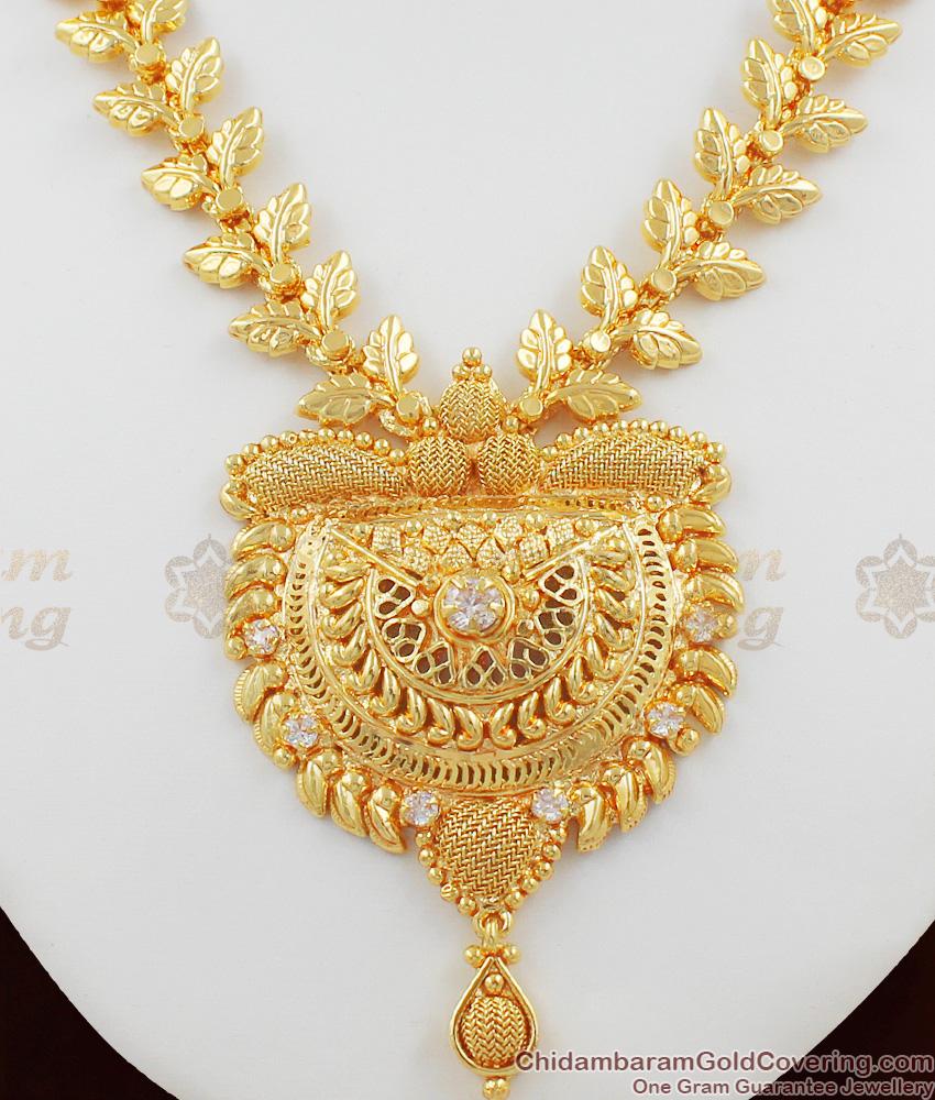 Big Gold Dollar With White AD Stones Imitation Necklace Designs NCKN1072