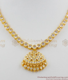 Full AD White Stone Impon Necklace Bridal Jewellery Collections NCKN1099
