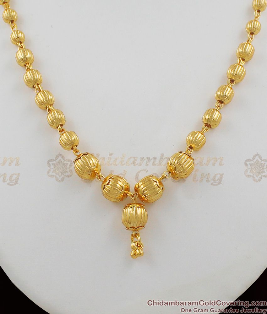 Gold Plated Ball Design Necklace Jewellery Collection For Ladies NCKN1102
