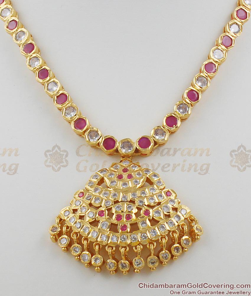 Real Gati Stones Impon Attigai Traditional Gold Choker Necklace Designs NCKN1105