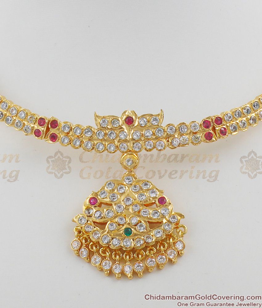 Bridal Design Gati Multi Stones Impon Attigai Necklace Choker Model Online NCKN1107