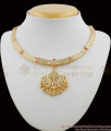 Gati Metal Gold Impon Attigai Bridal Collection Multi Color Stone Necklace Dollar NCKN1112