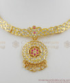 Choker Model Impon Attigai Multi Stone Necklace Gold Plated Jewellery NCKN1114