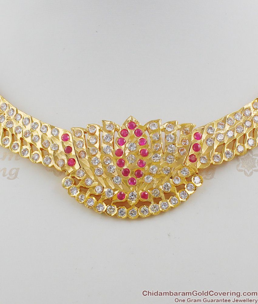 Grand Lotus Design Close Necklace Impon Choker Design Online Offer NCKN1115