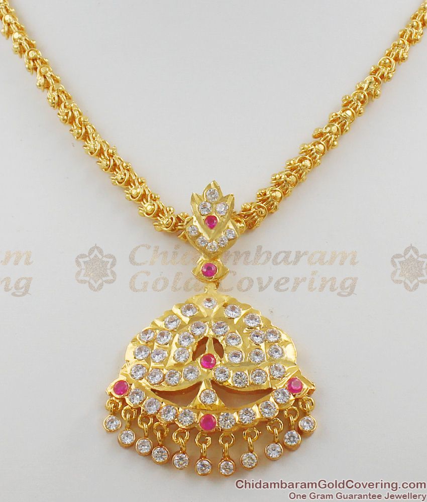 Best Selling Impon Attigai Multi Color Stone Gold Necklace Five Metal Dollar Jewellery NCKN1120